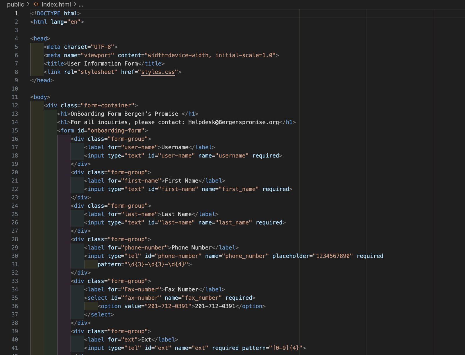 Code from the onboarding automation